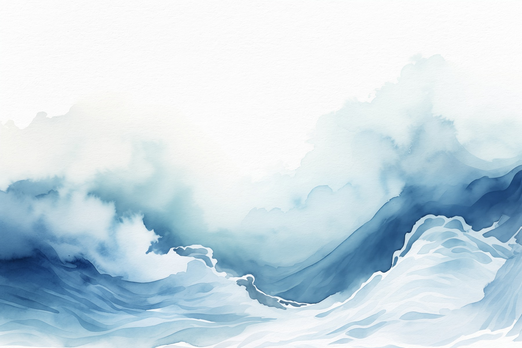 Watercolor of a mountain with clouds