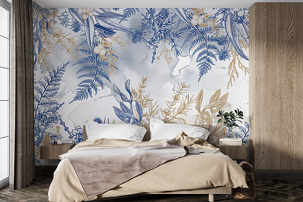 Blue and white floral pattern