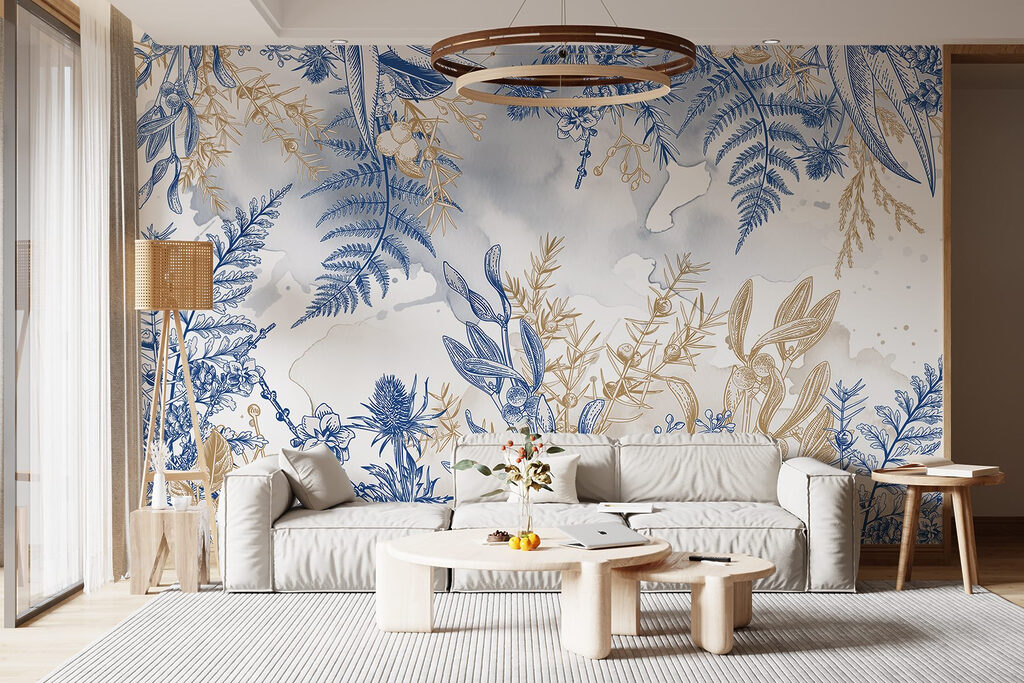 Blue and white floral pattern