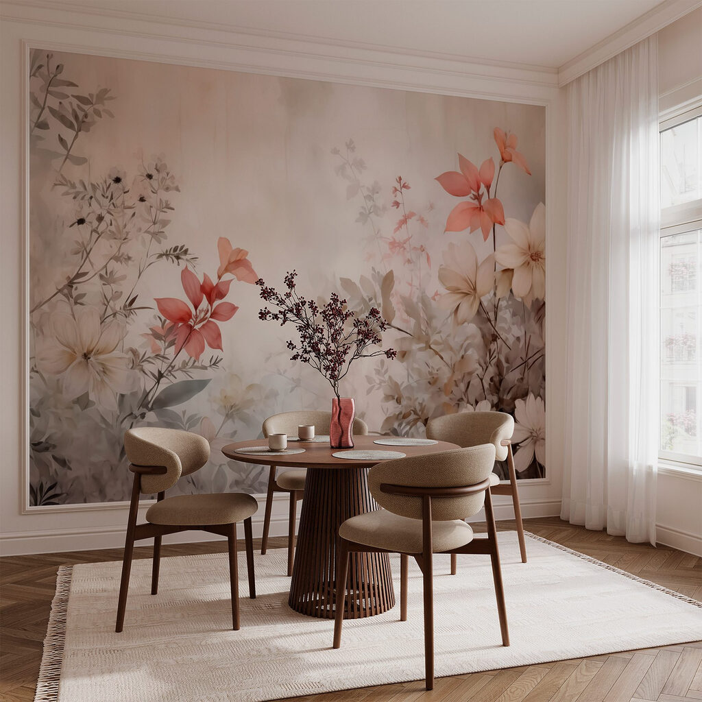 Painting of flowers on a wall