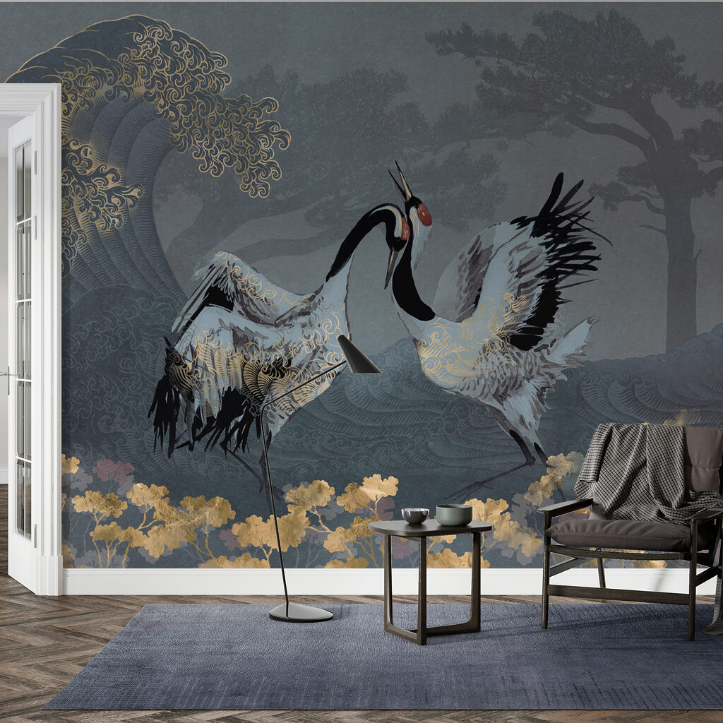 Two birds standing in a field