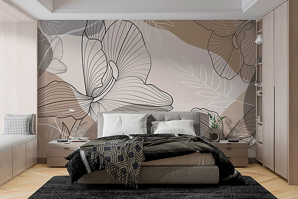 Elegáns virágos vonalas művészeti design Elegáns virágos vonalas művészeti design