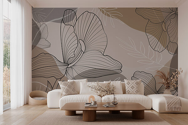 Elegáns virágos vonalas művészeti design Elegáns virágos vonalas művészeti design