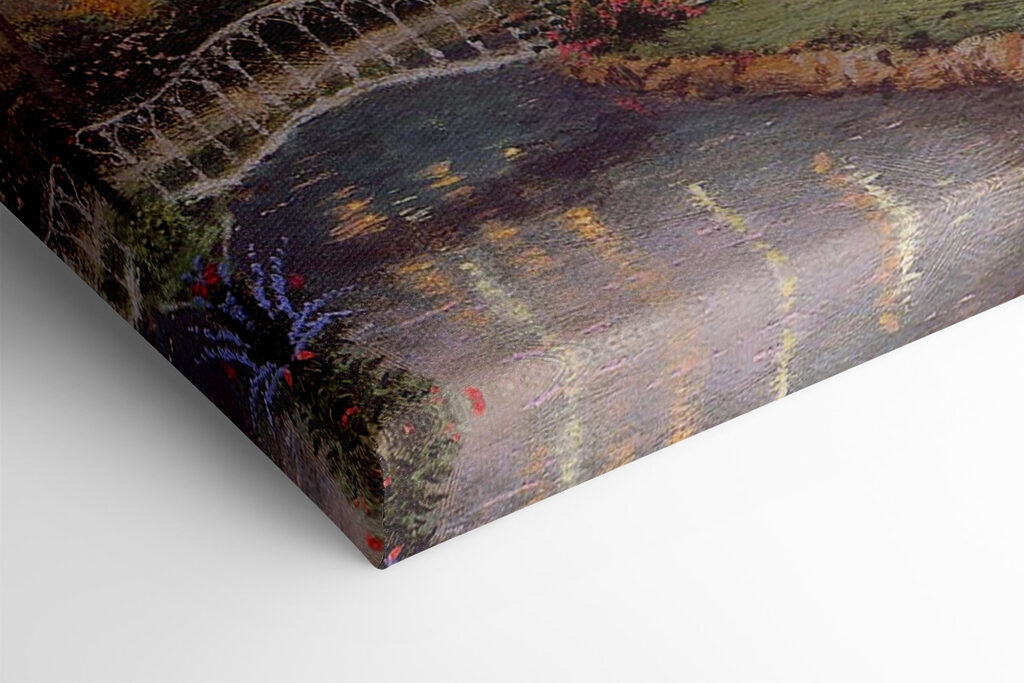 Painting of a house with flowers and a path Painting of a house with flowers and a path