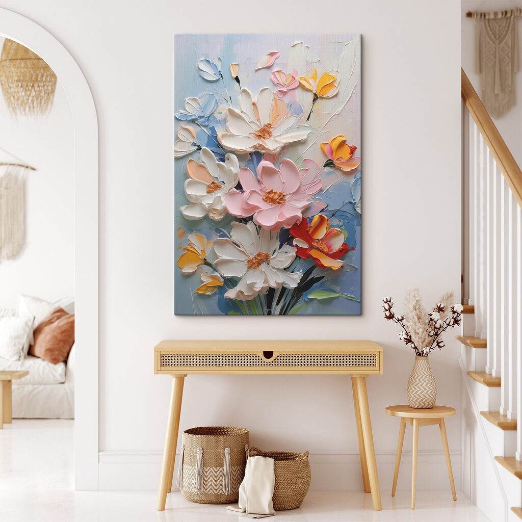 Painting of flowers on a wall