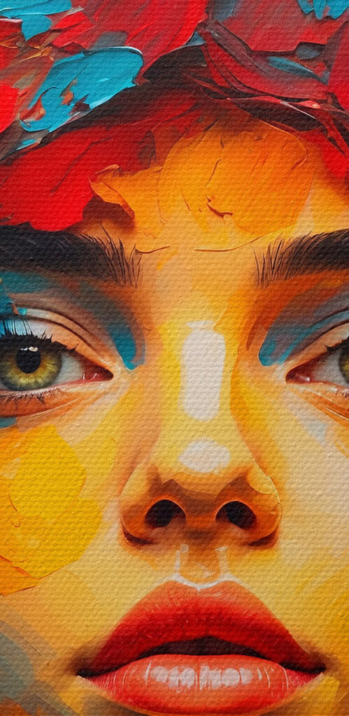 Woman with colorful flowers on her head Woman with colorful flowers on her head