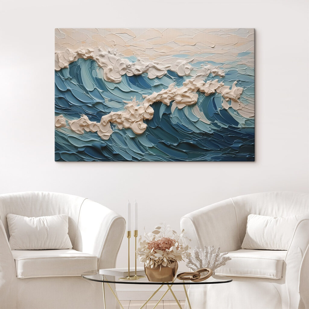 Painting of waves and clouds