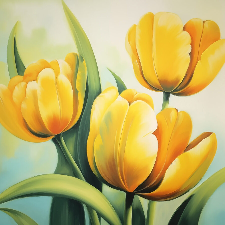 Sárga tulipánok festése