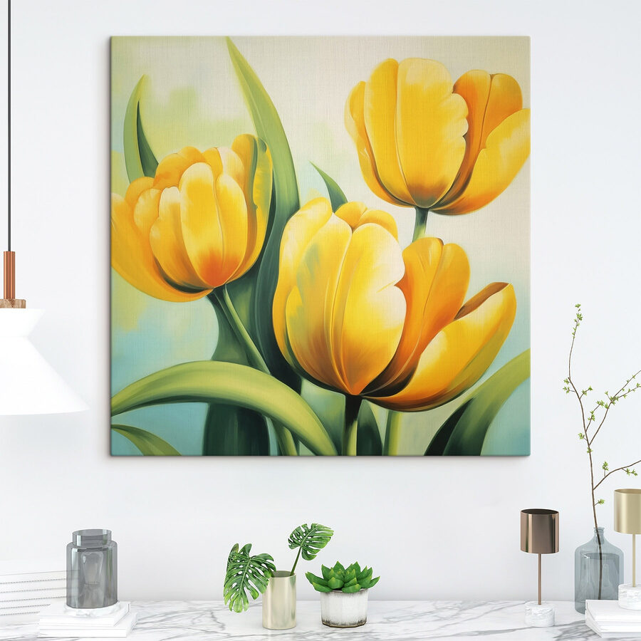 Sárga tulipánok festése