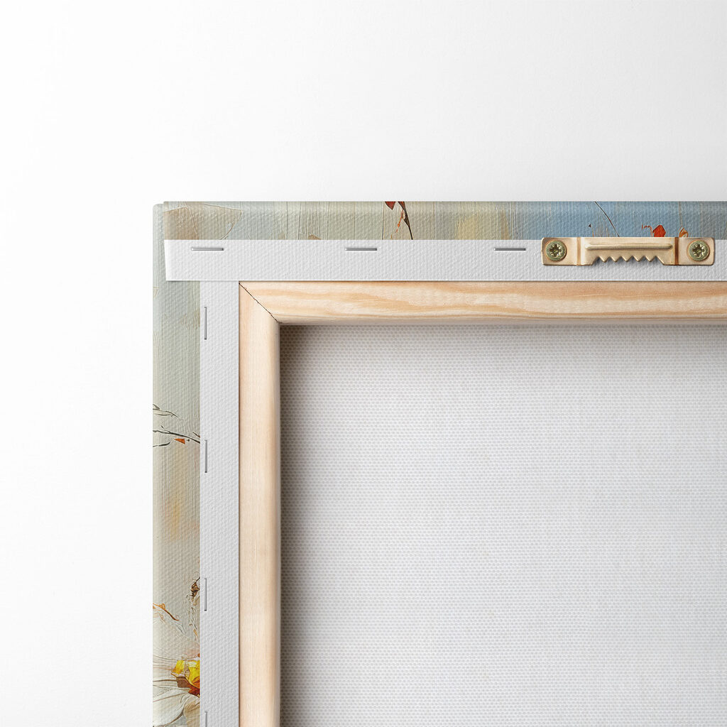 Painting of flowers in a blue vase