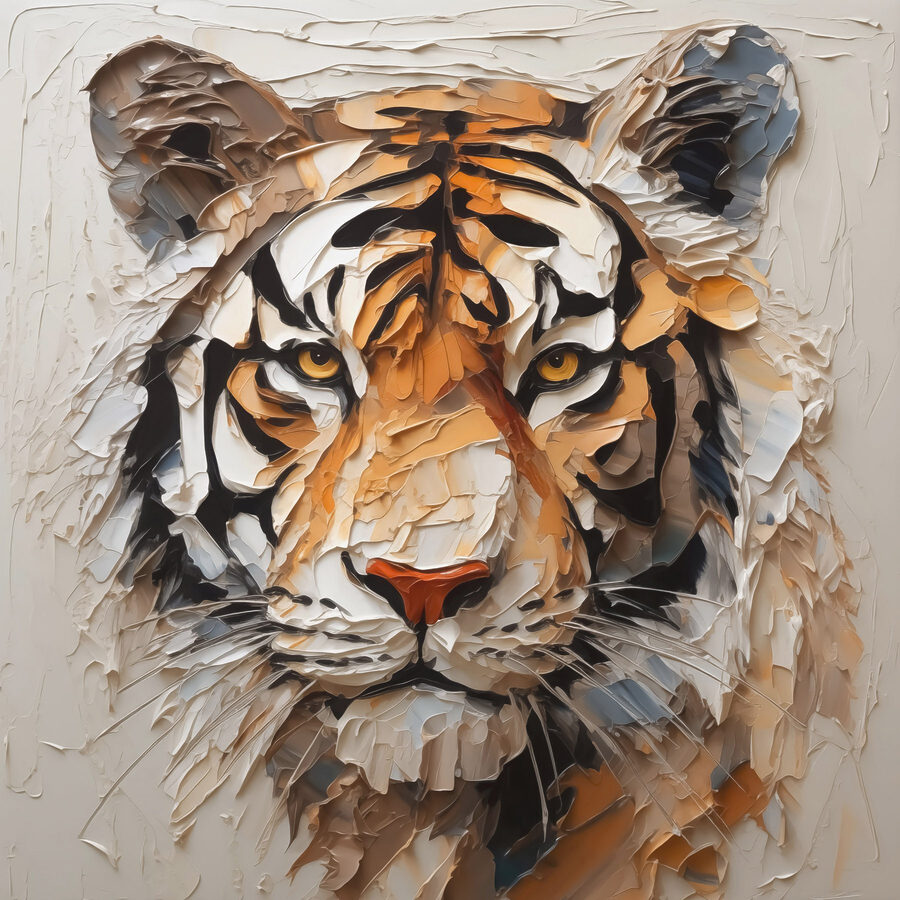 Fehér felületre festett tigris