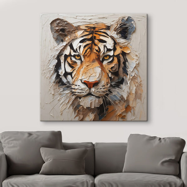 Fehér felületre festett tigris Fehér felületre festett tigris