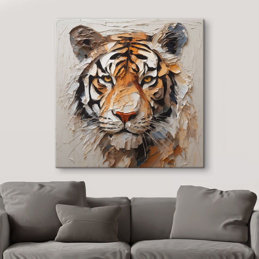 Fehér felületre festett tigris