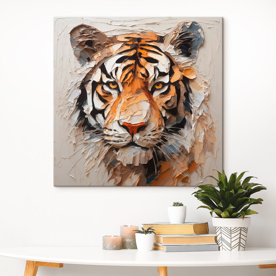 Fehér felületre festett tigris