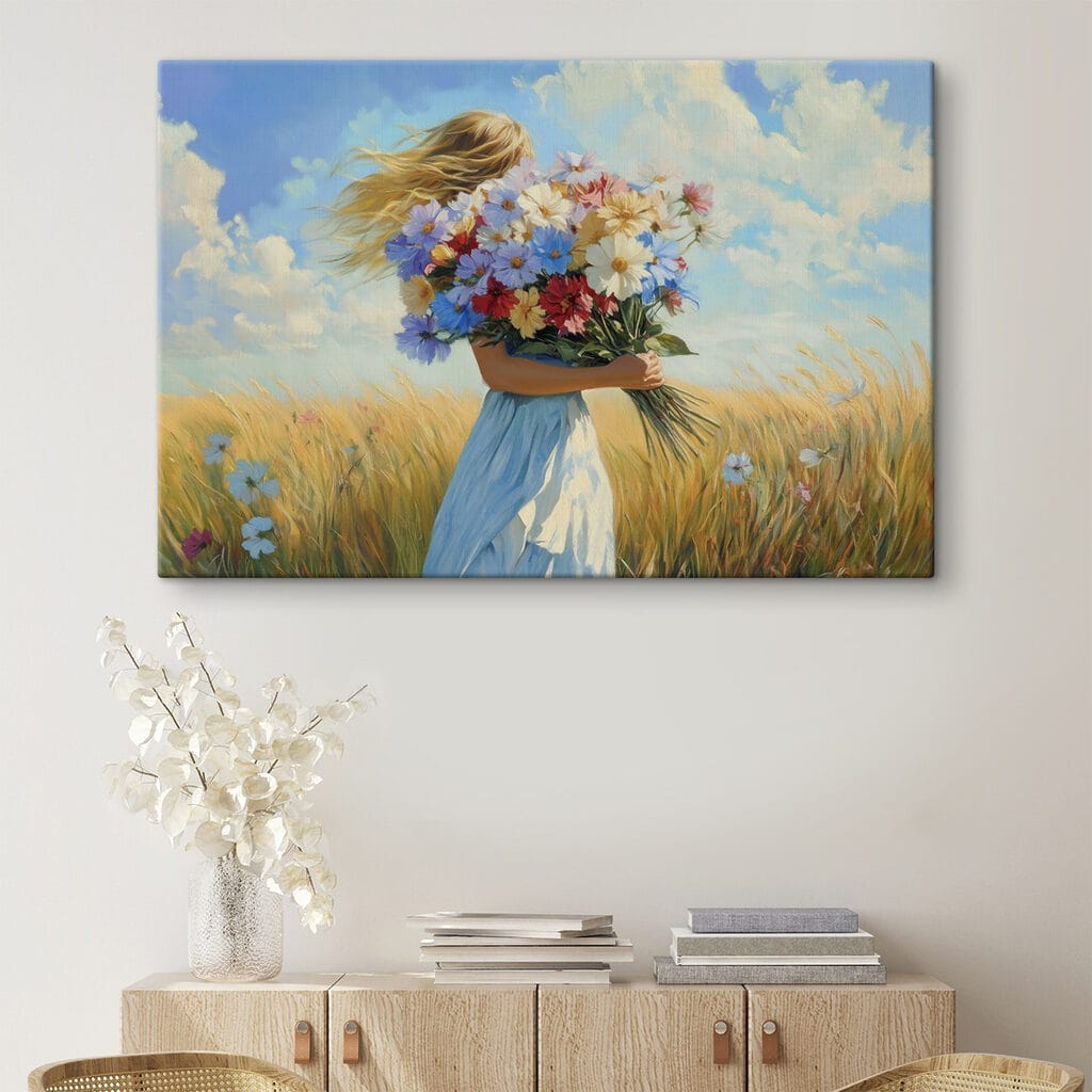 Woman holding a bouquet of flowers