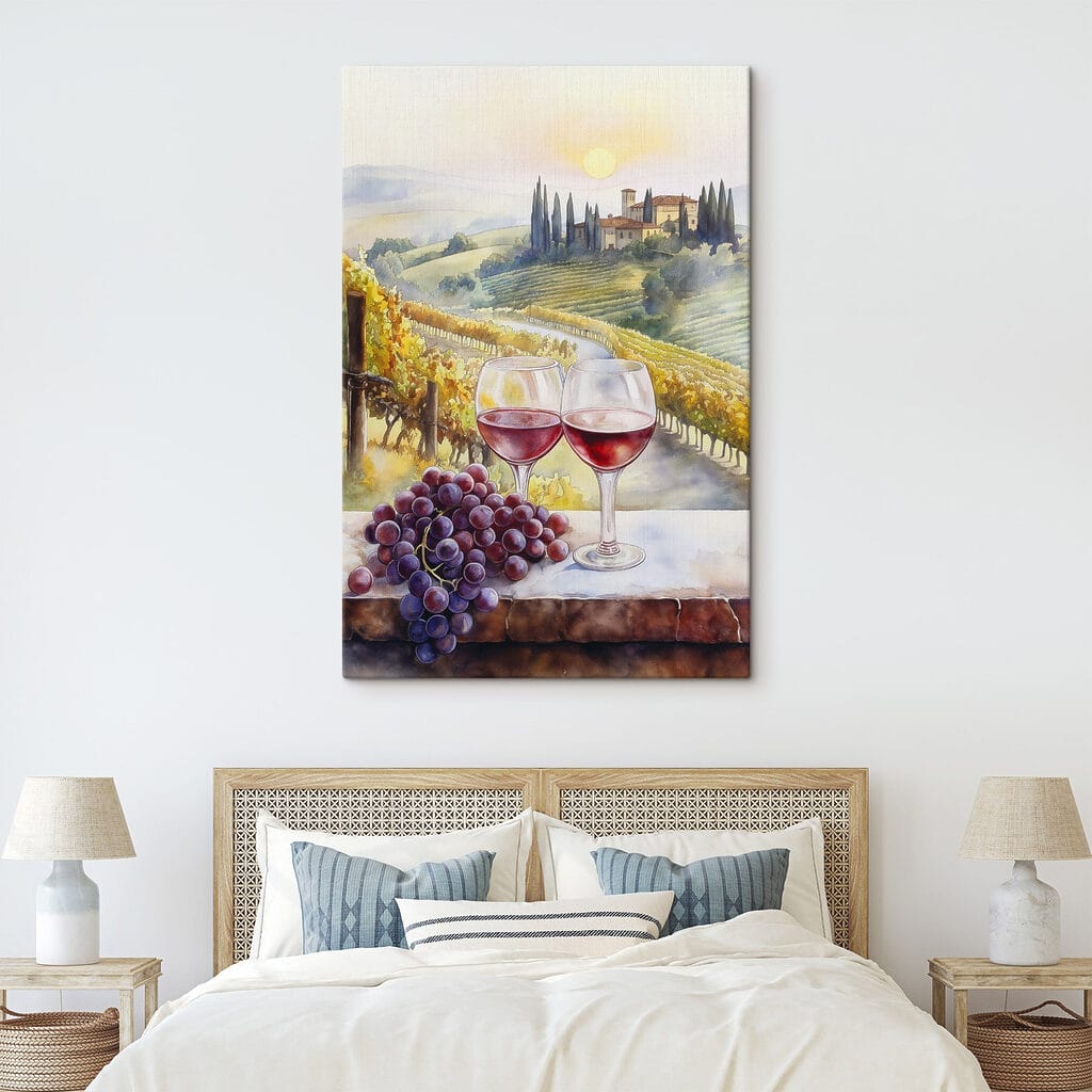 Watercolor painting of wine glasses and grapes Watercolor painting of wine glasses and grapes