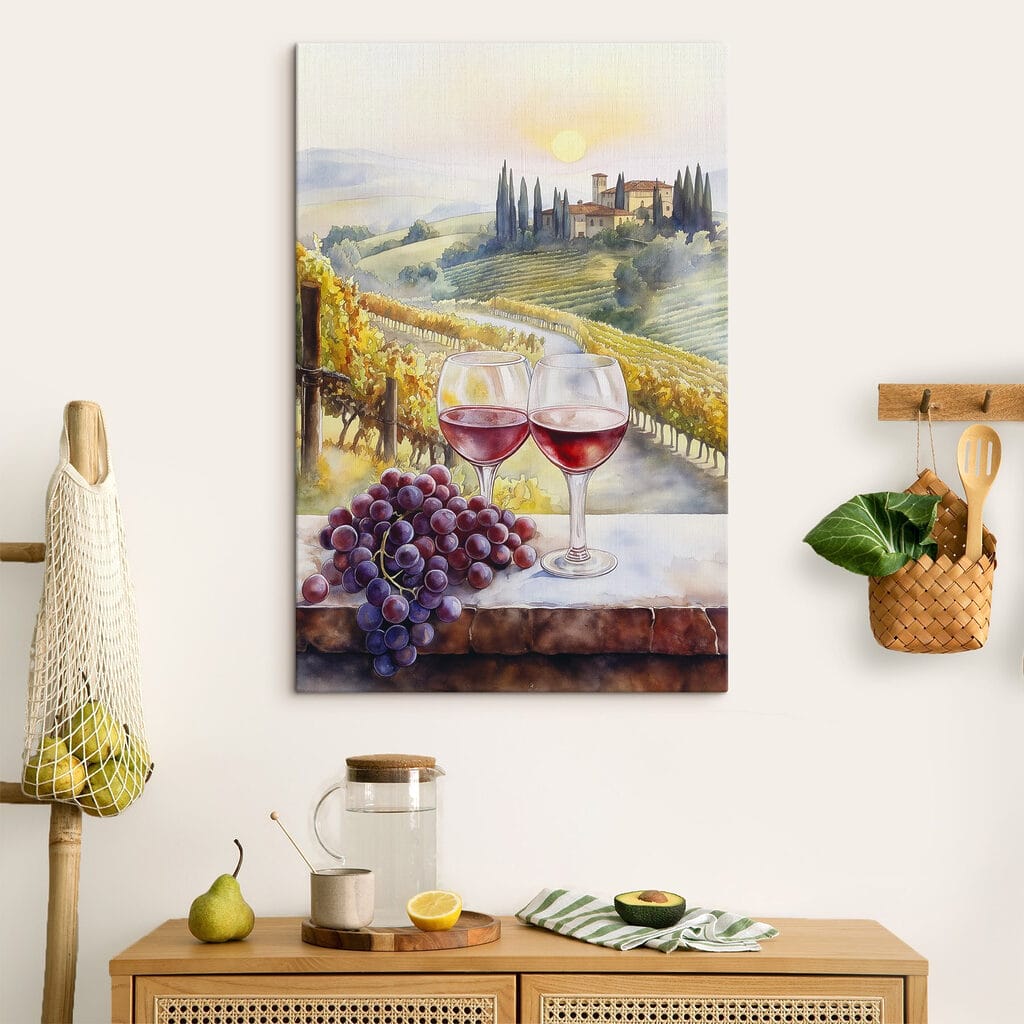 Watercolor painting of wine glasses and grapes Watercolor painting of wine glasses and grapes