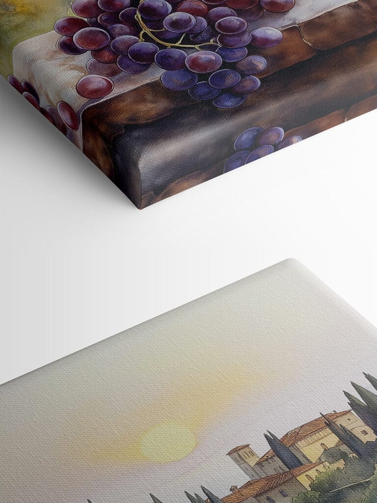 Watercolor painting of wine glasses and grapes Watercolor painting of wine glasses and grapes