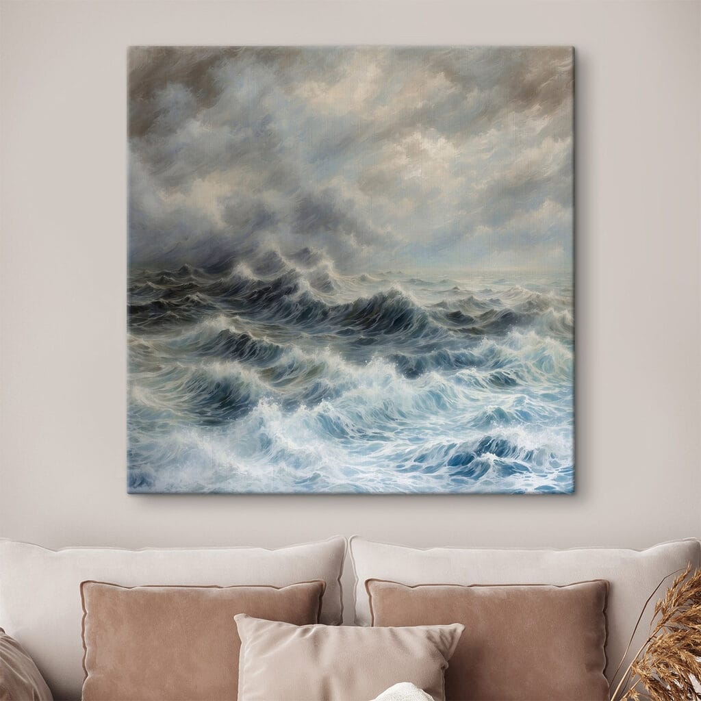 Painting of waves in the ocean