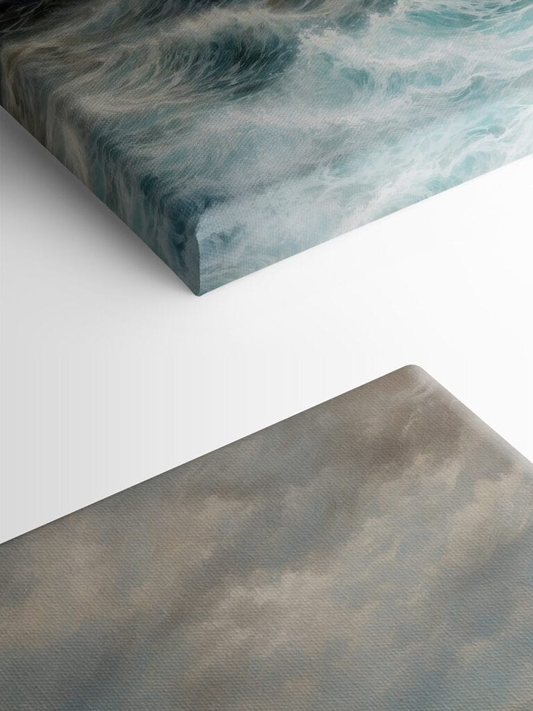 Painting of waves in the ocean