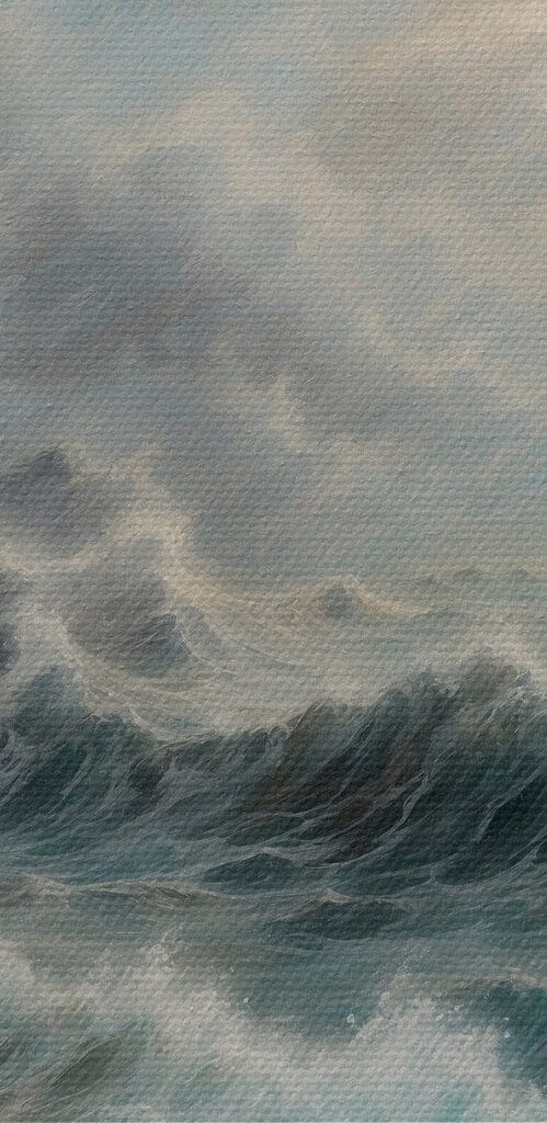 Painting of waves in the ocean