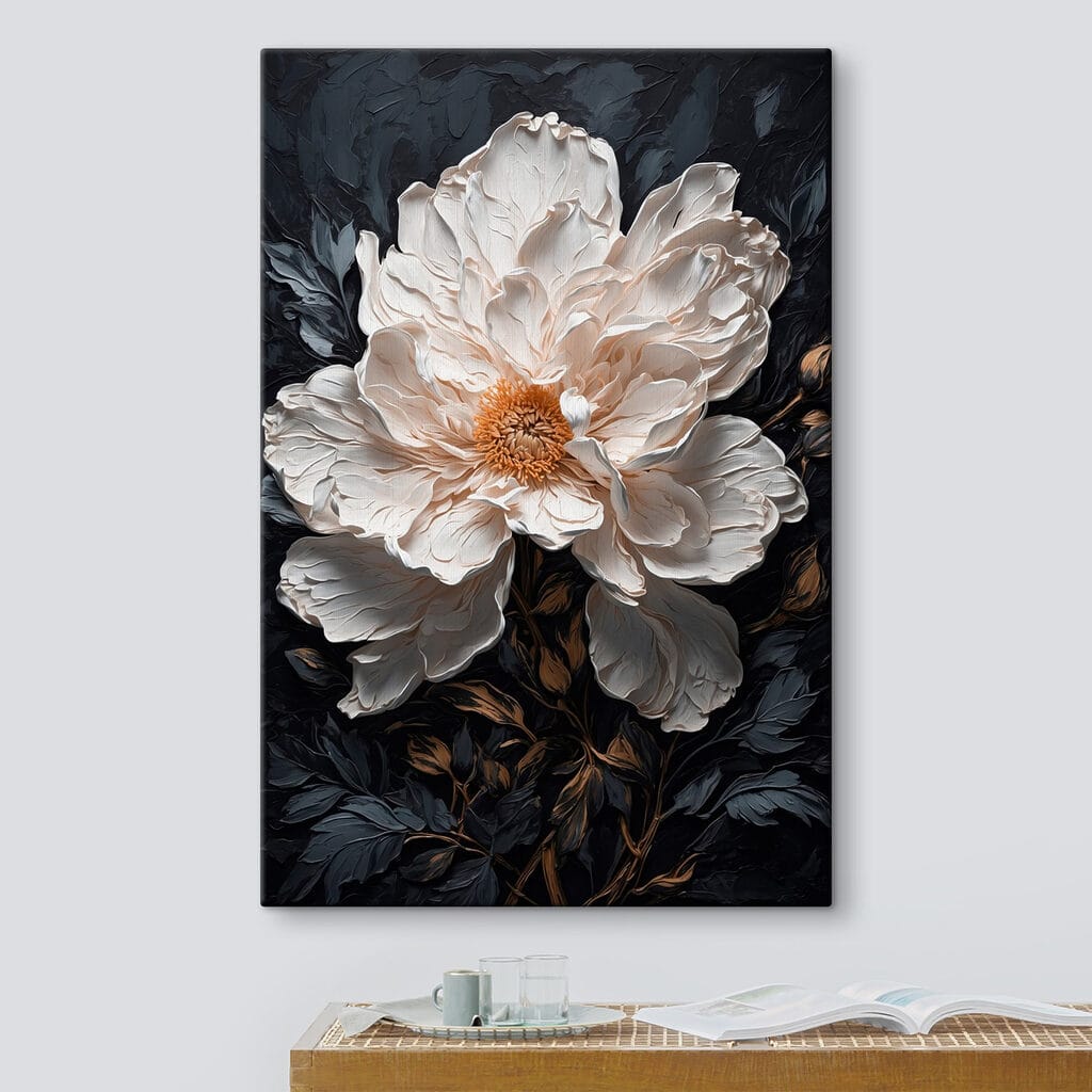 White flower with yellow center