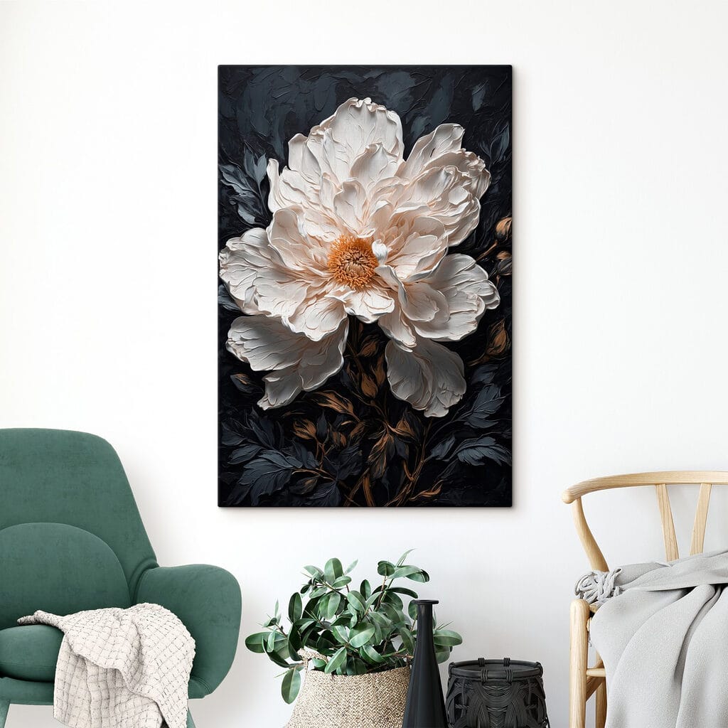 White flower with yellow center