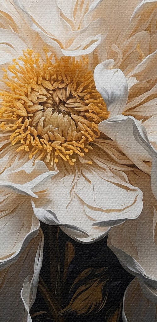 White flower with yellow center