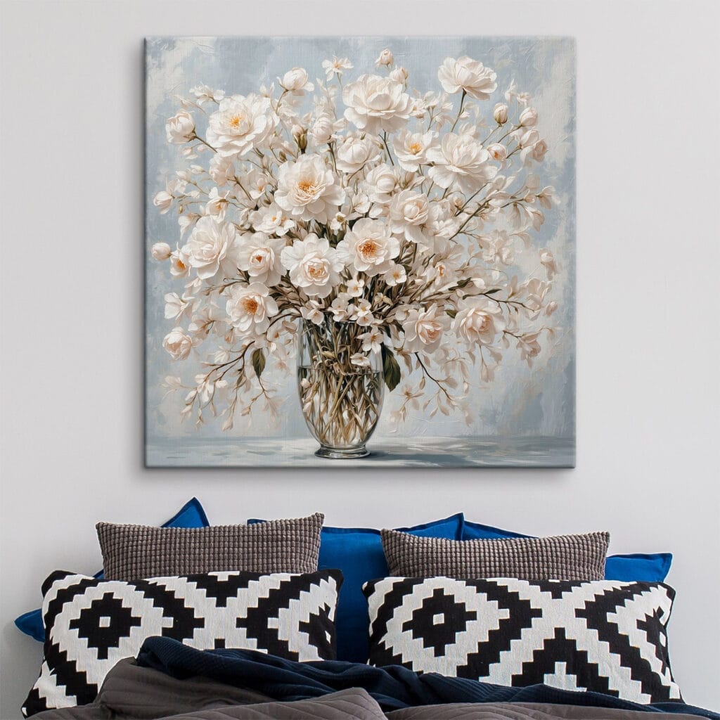 Vase of white flowers