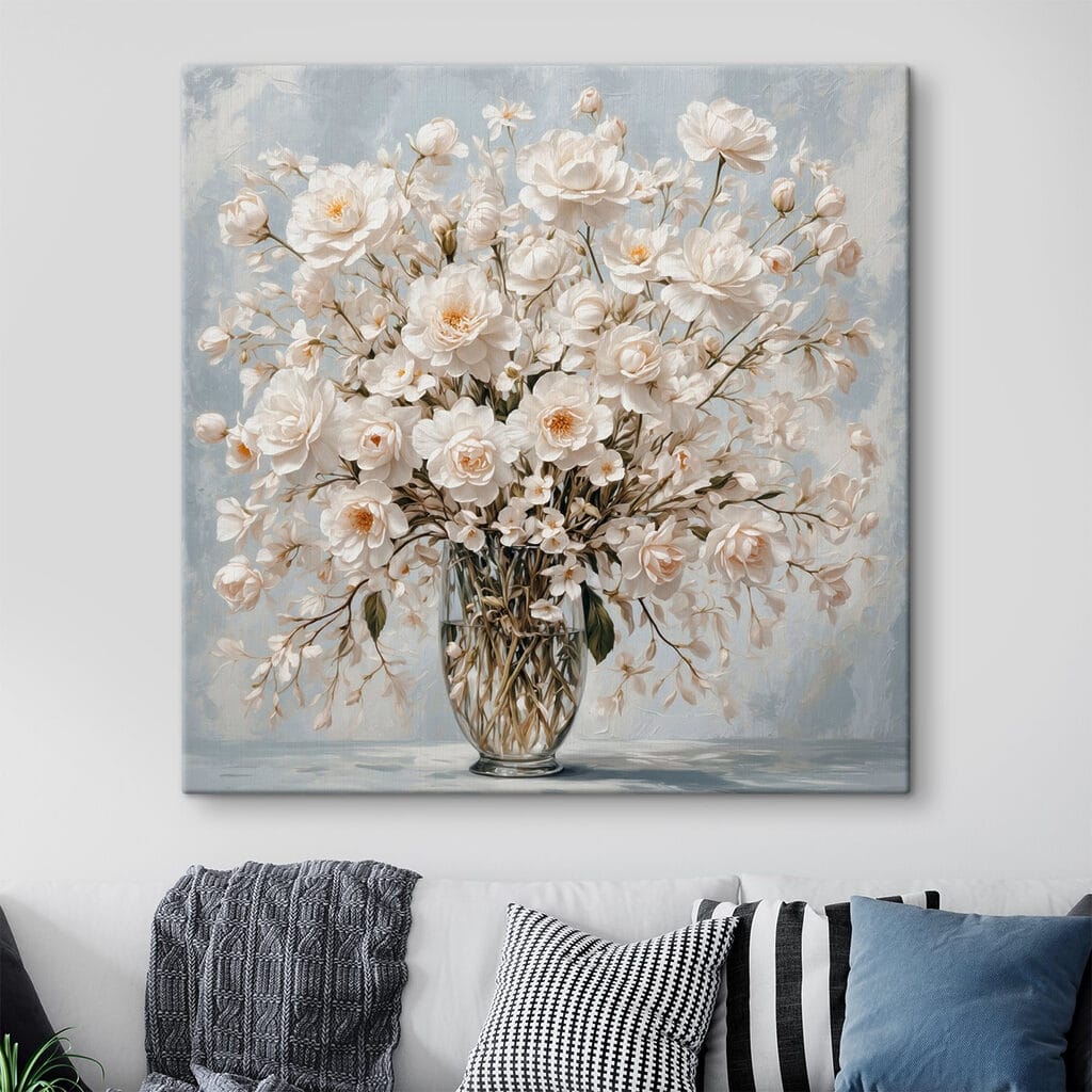 Vase of white flowers