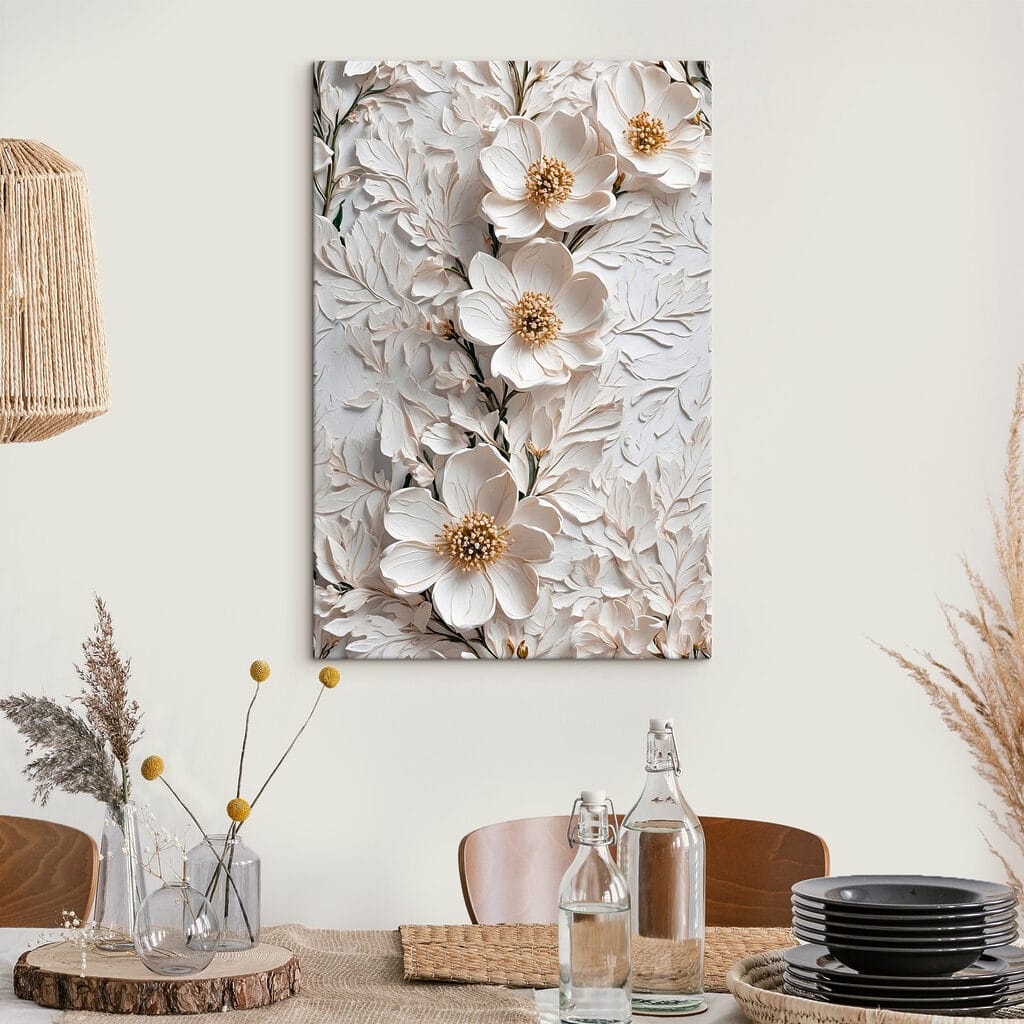 White flowers on a white surface White flowers on a white surface