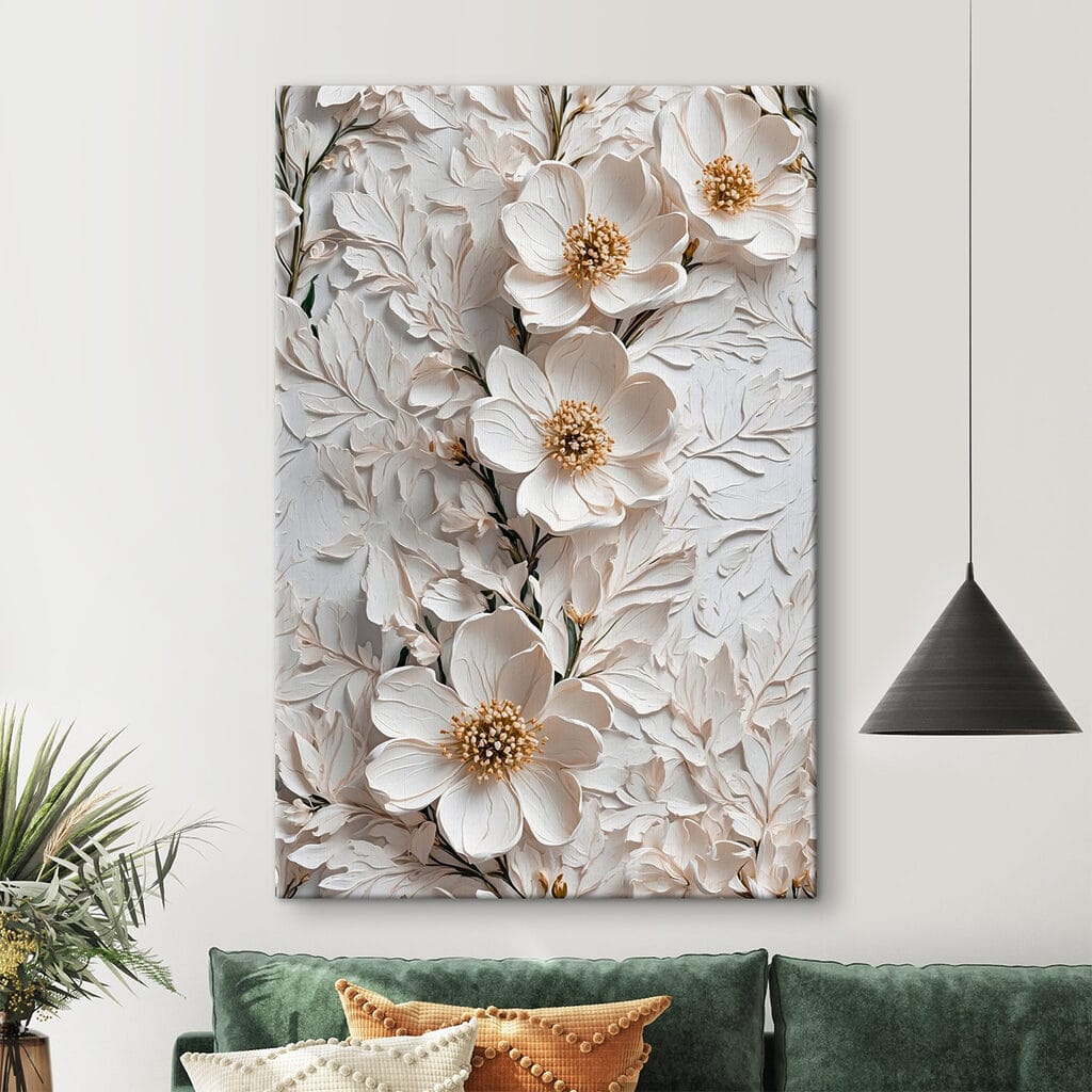 White flowers on a white surface White flowers on a white surface