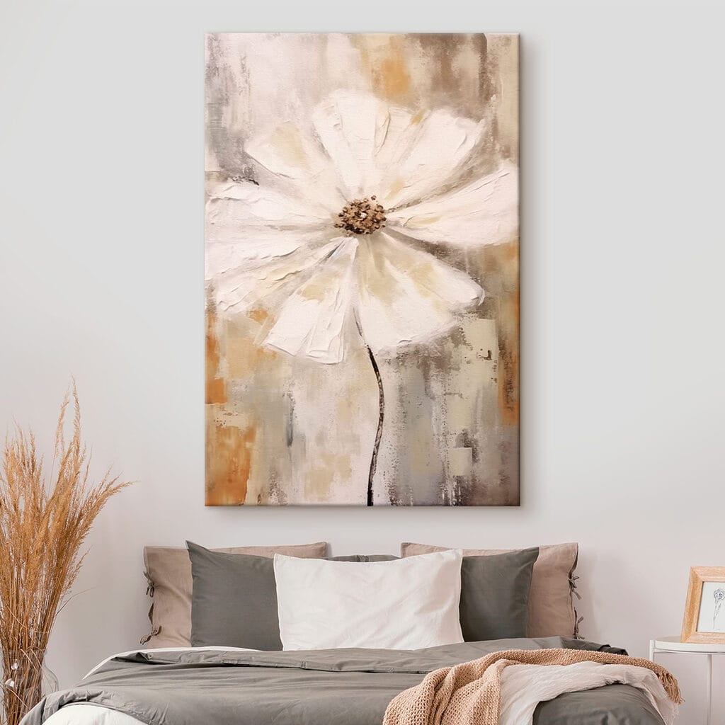 White flower with brown center