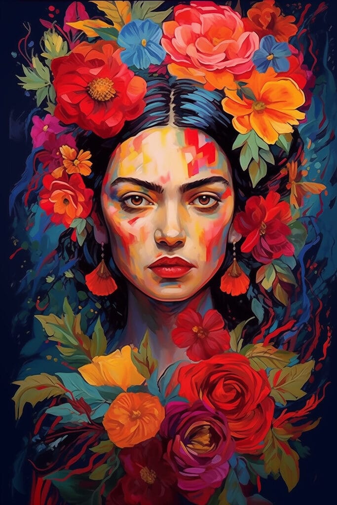 Painting of a woman with flowers in her hair