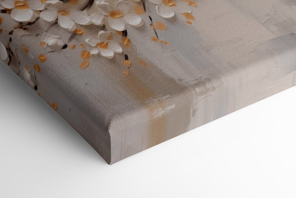 Painting of a tree with white flowers