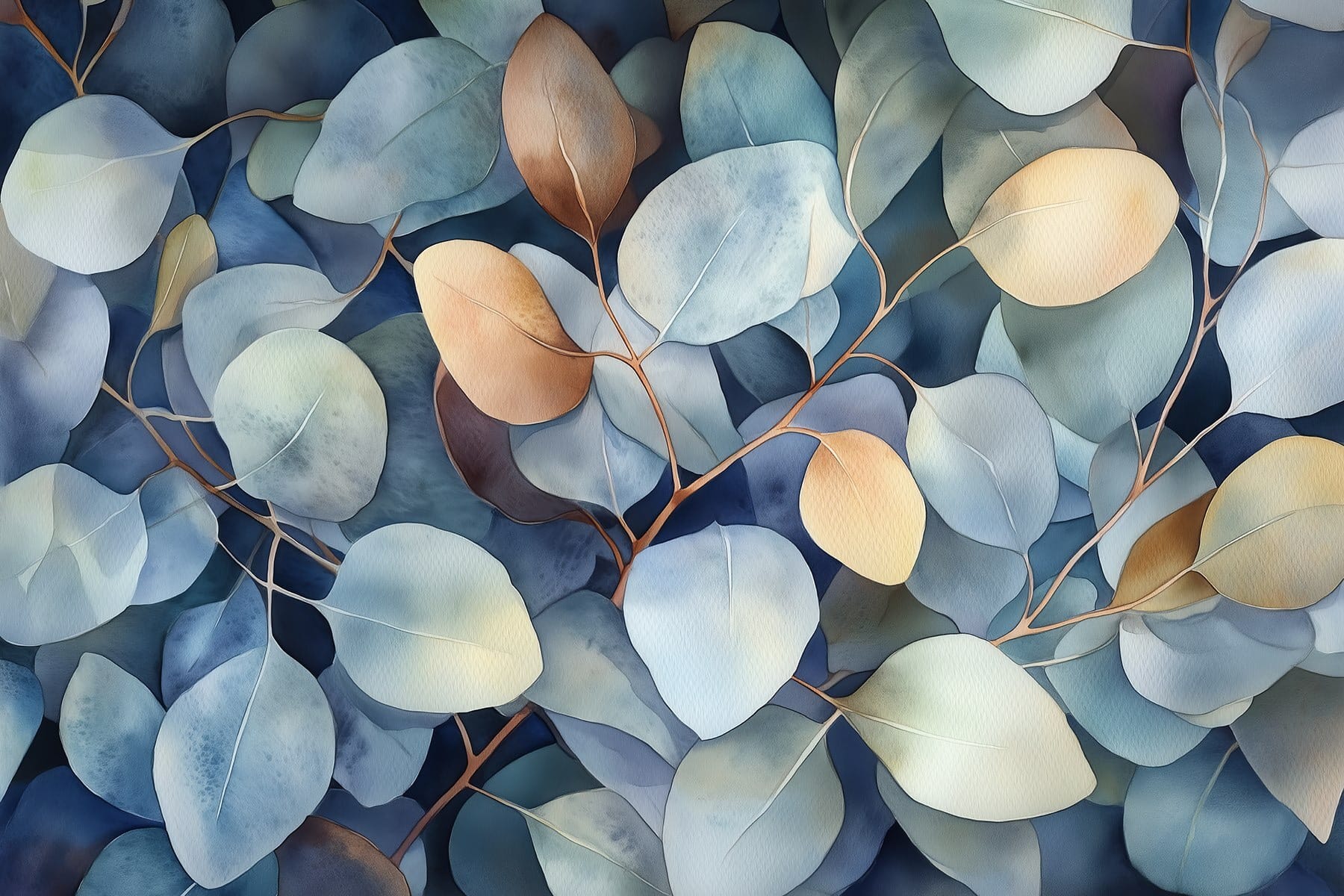 Group of leaves on a surface