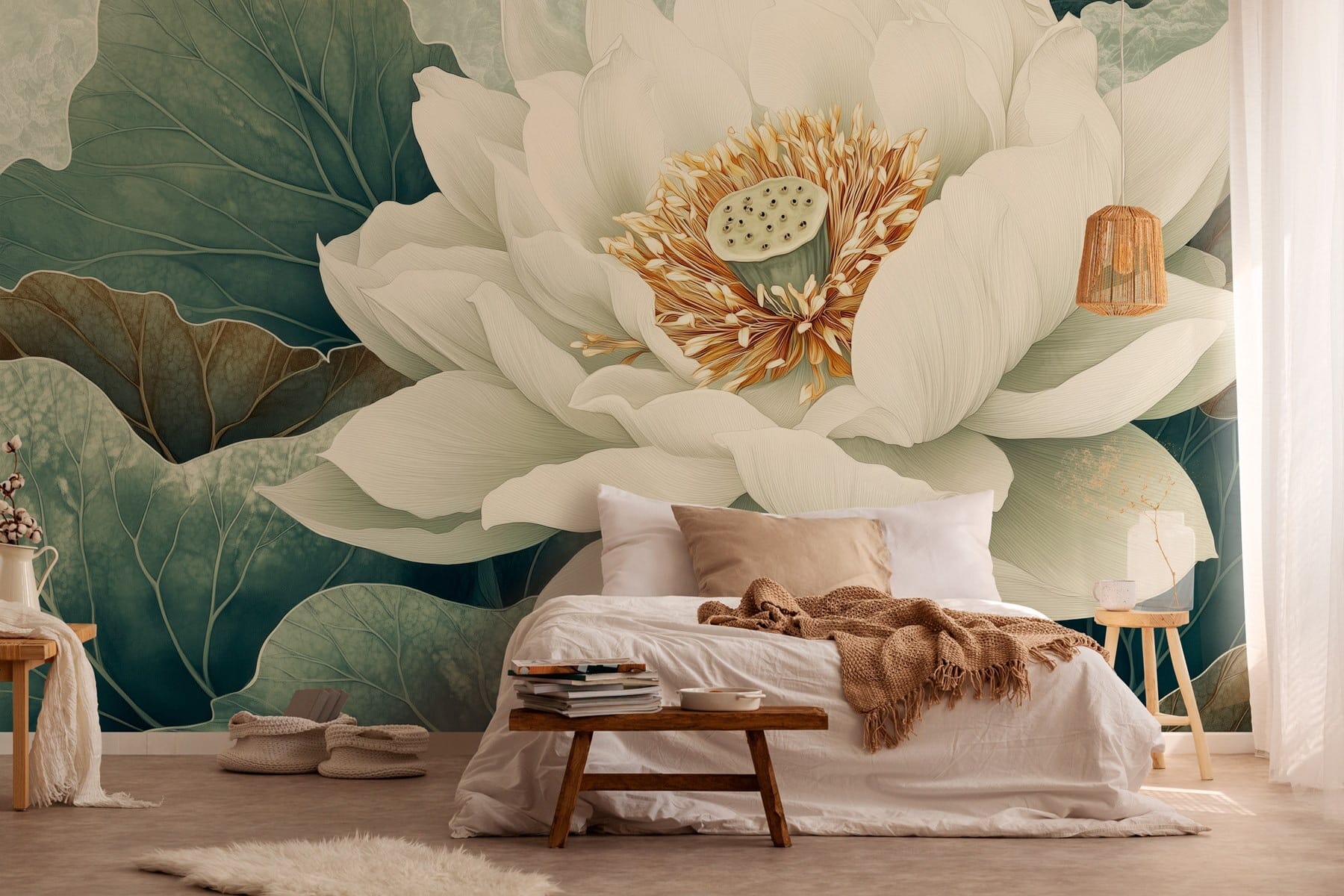 White flower with green leaves White flower with green leaves