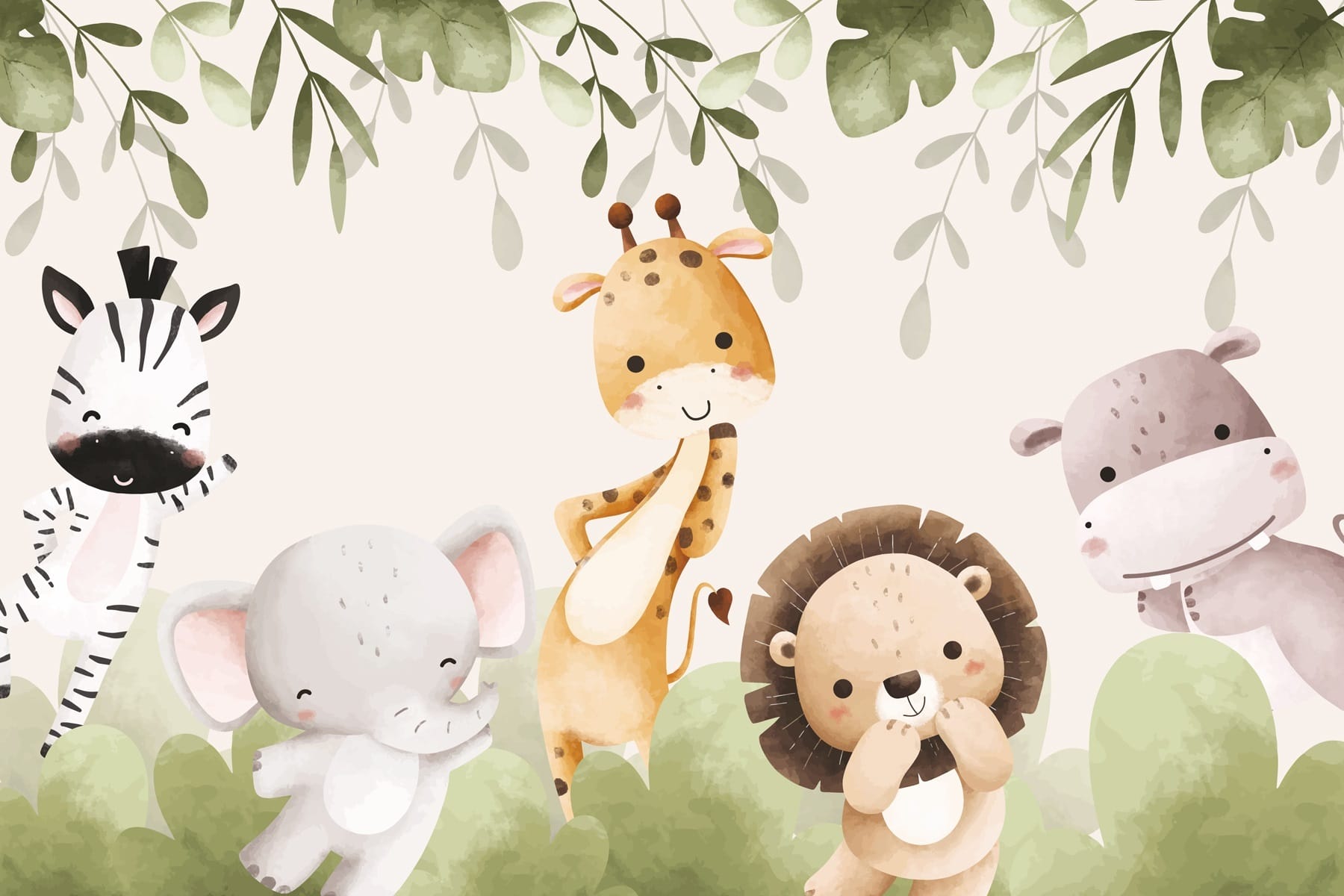 Group of animals under leaves