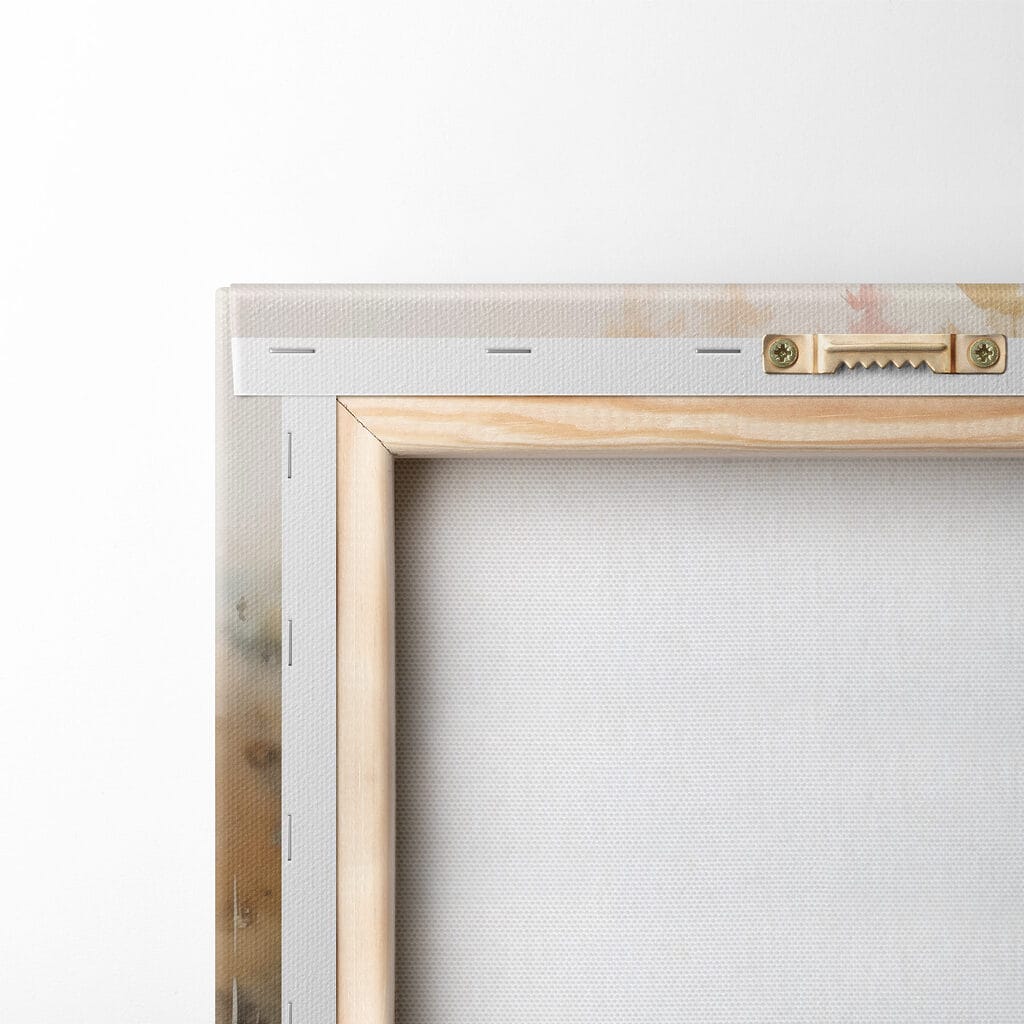 Watercolor painting of trees and rocks on a lake