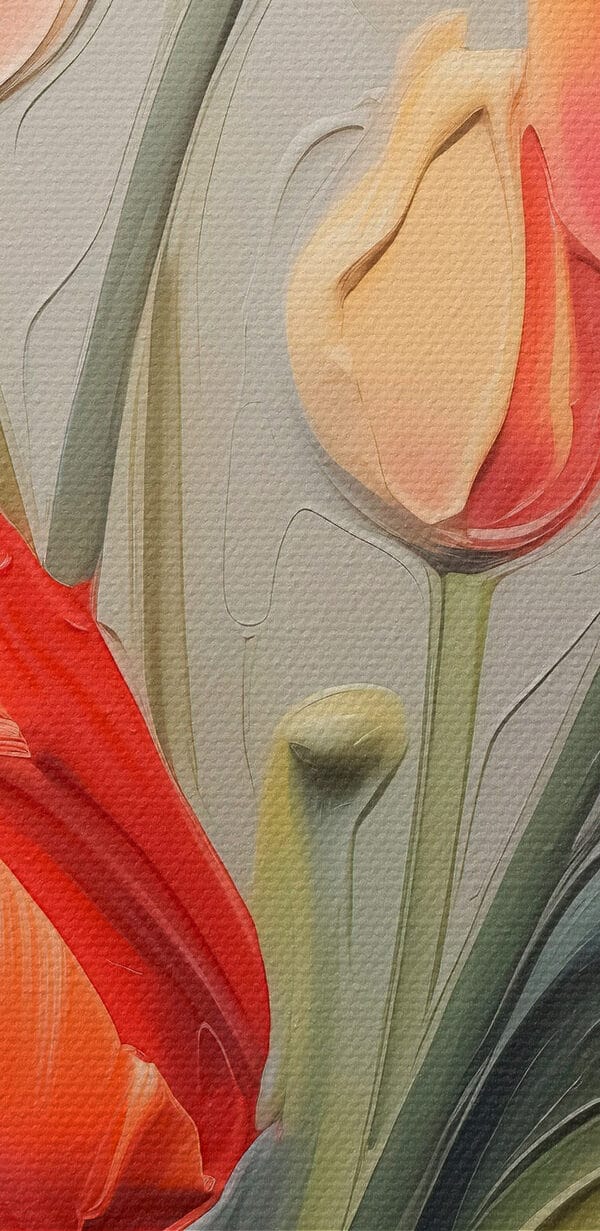 Tulipánok festménye szürke háttéren Tulipánok festménye szürke háttéren