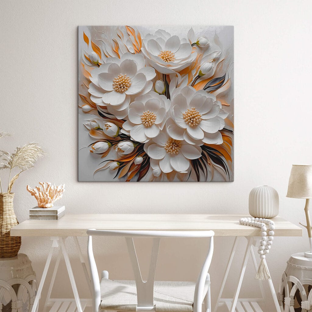 White flowers and leaves White flowers and leaves