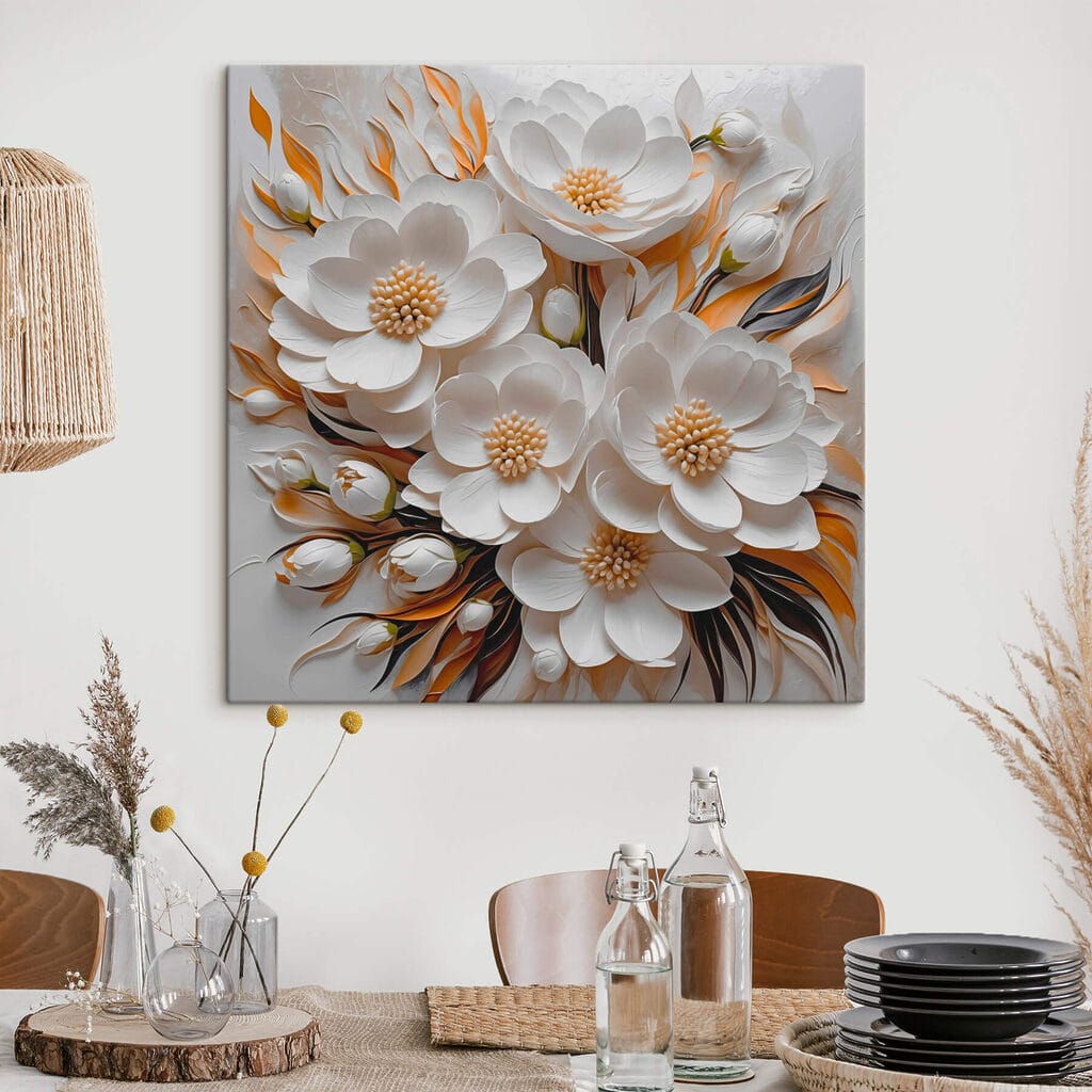 White flowers and leaves White flowers and leaves