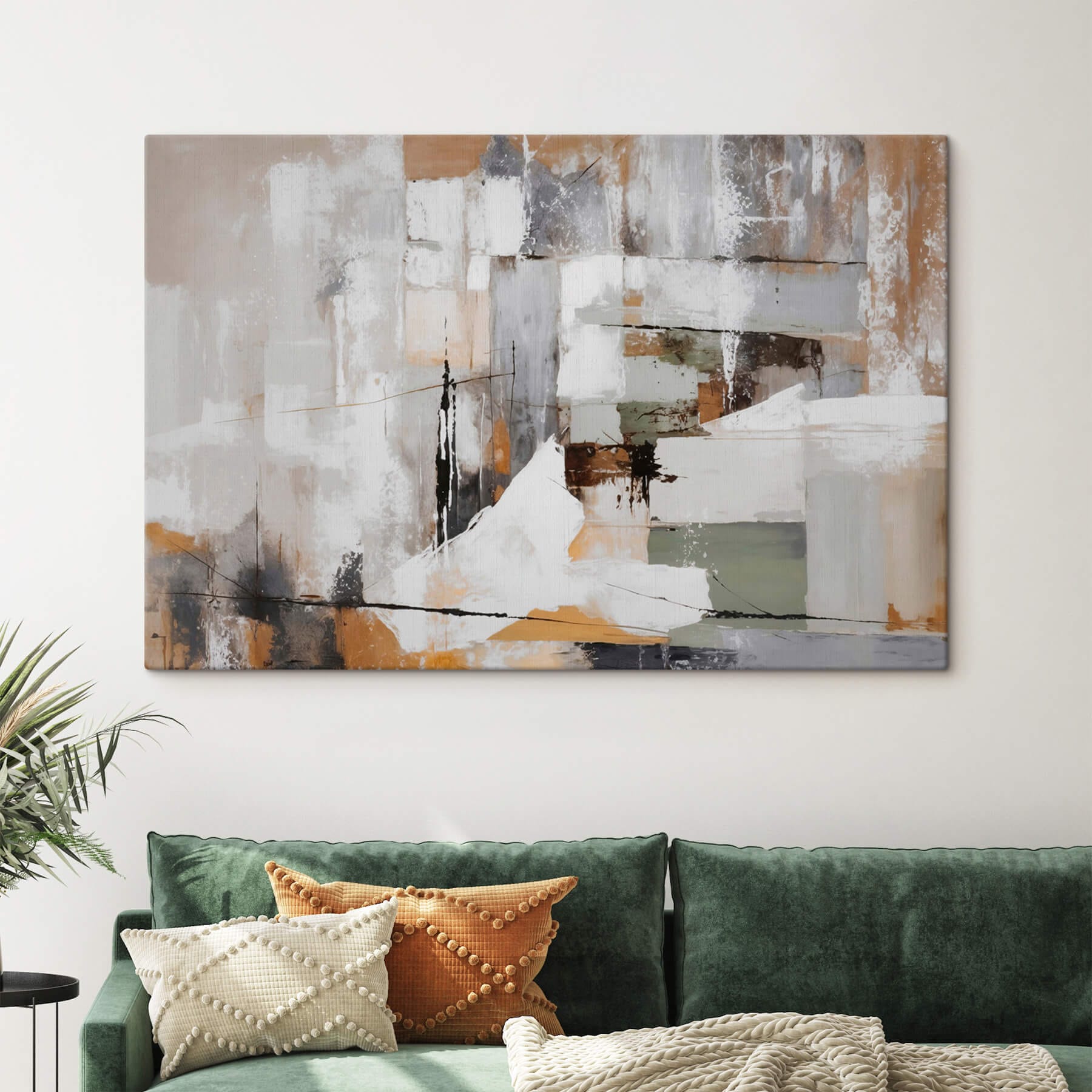 Painting of a white and brown wall