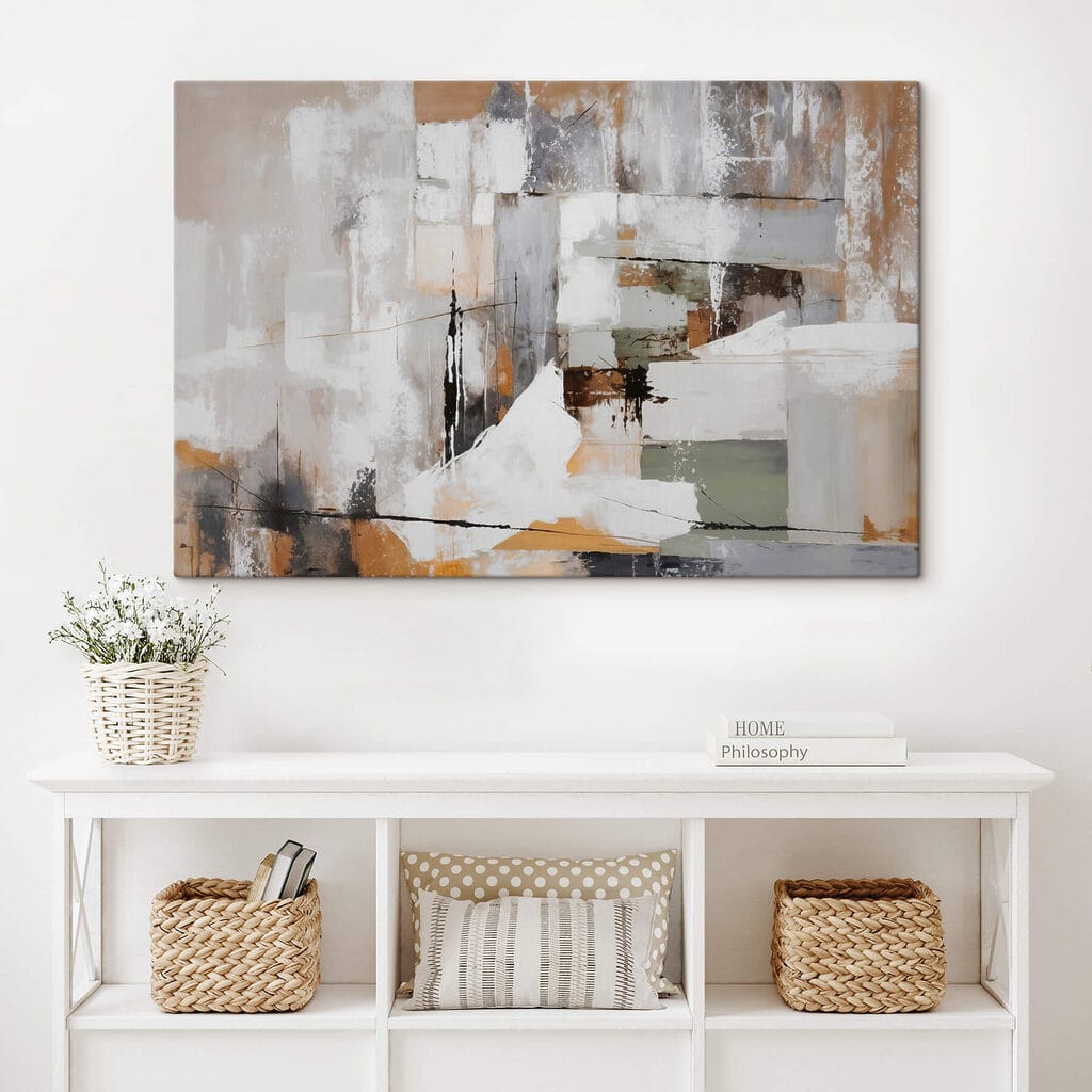 Painting of a white and brown wall