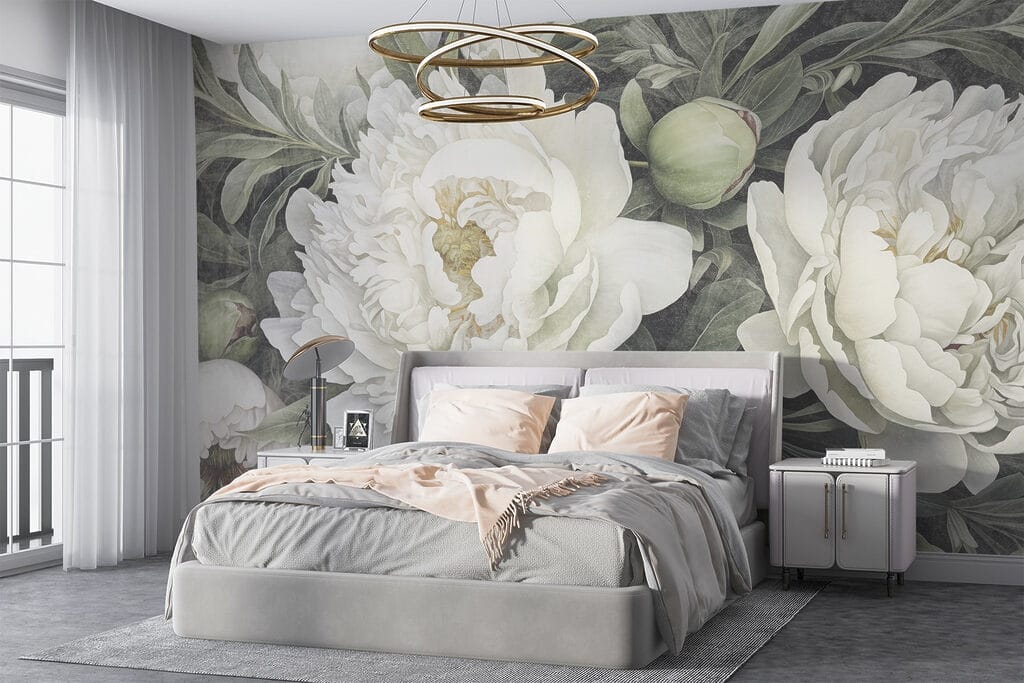 Delicate white peonies in bloom Delicate white peonies in bloom