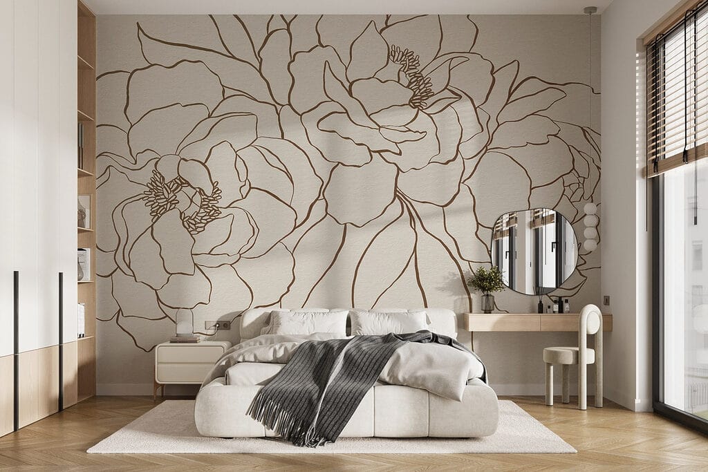 Drawing of flowers on a white surface