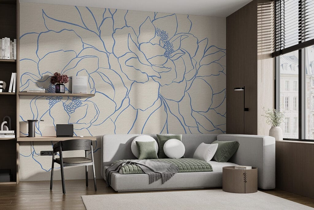 Drawing of flowers on a white surface Drawing of flowers on a white surface