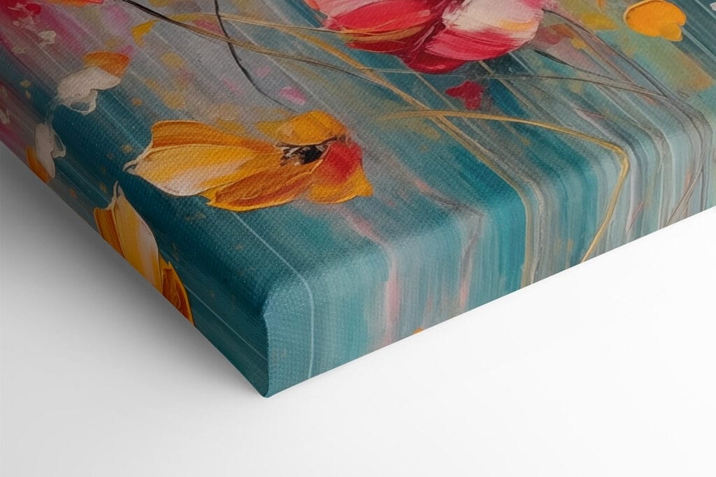 Painting of flowers on a blue background