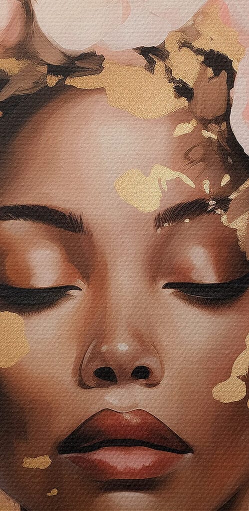 Painting of a woman with flowers on her head