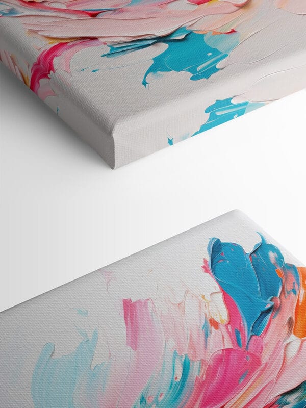 Colorful paint swirls on a white surface